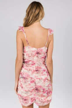 Fiercely Floral Ruched Mini Dress -Blend Fashion House 0009002 volume ruched mini dress