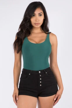 Essential Double Layered Bodysuit- Hunter Green