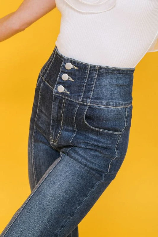 Farrah High Rise Flare Medium Indigo Denim 5 Farrah High Rise Flare Medium Indigo Denim - Image 5