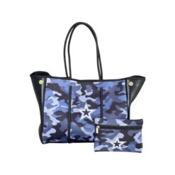 Neoprene Navy Camo Star Large Tote