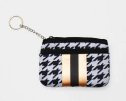 Neoprene Black Houndstooth Keychain Wallet