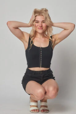 Seamless Style Ribbed Cropped Tank-Black