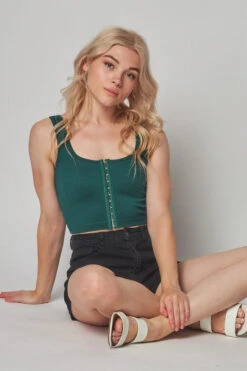 Seamless Style Ribbed Cropped Tank-Botanical