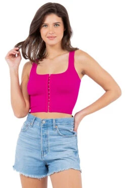 Seamless Style Ribbed Cropped Tank-Magenta