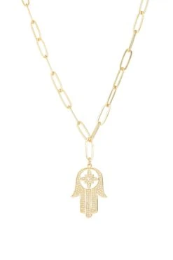 Dazzling Gold Hamsa Necklace