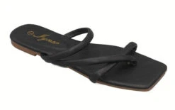 Teegan Strappy Black Flat Sandal