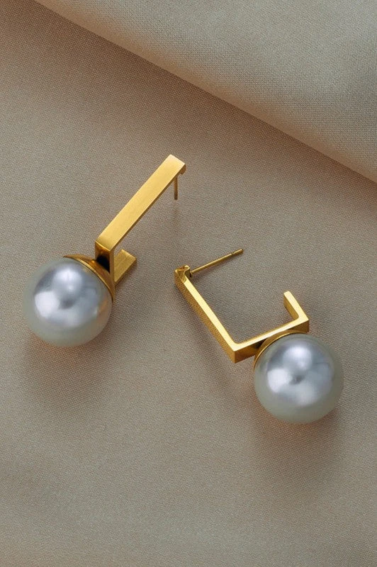 Sophisticated Pearl Gold Hoop Earrings 4 Sophisticated Pearl Gold Hoop Earrings - Image 4