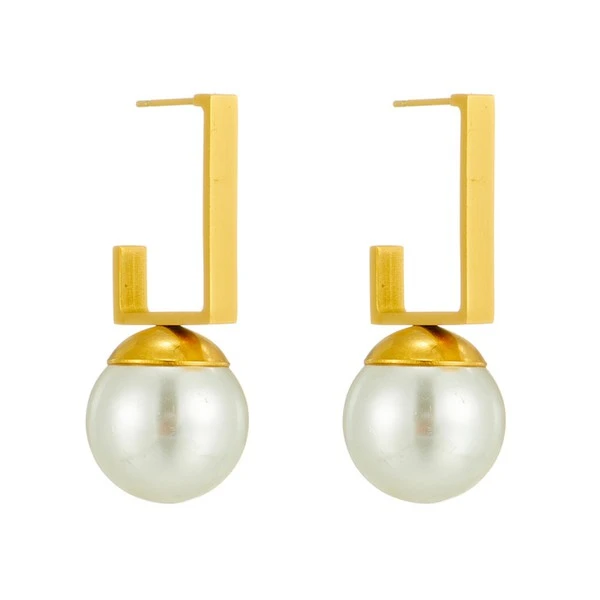 Sophisticated Pearl Gold Hoop Earrings 1 Sophisticated Pearl Gold Hoop Earrings