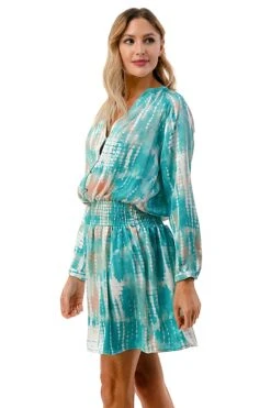 Tidewater Long Sleeve Mini Dress -Blend Fashion House D878 P620 GREENCORAL E