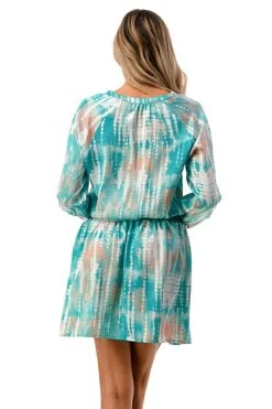 Tidewater Long Sleeve Mini Dress -Blend Fashion House D878 P620 GREENCORAL F