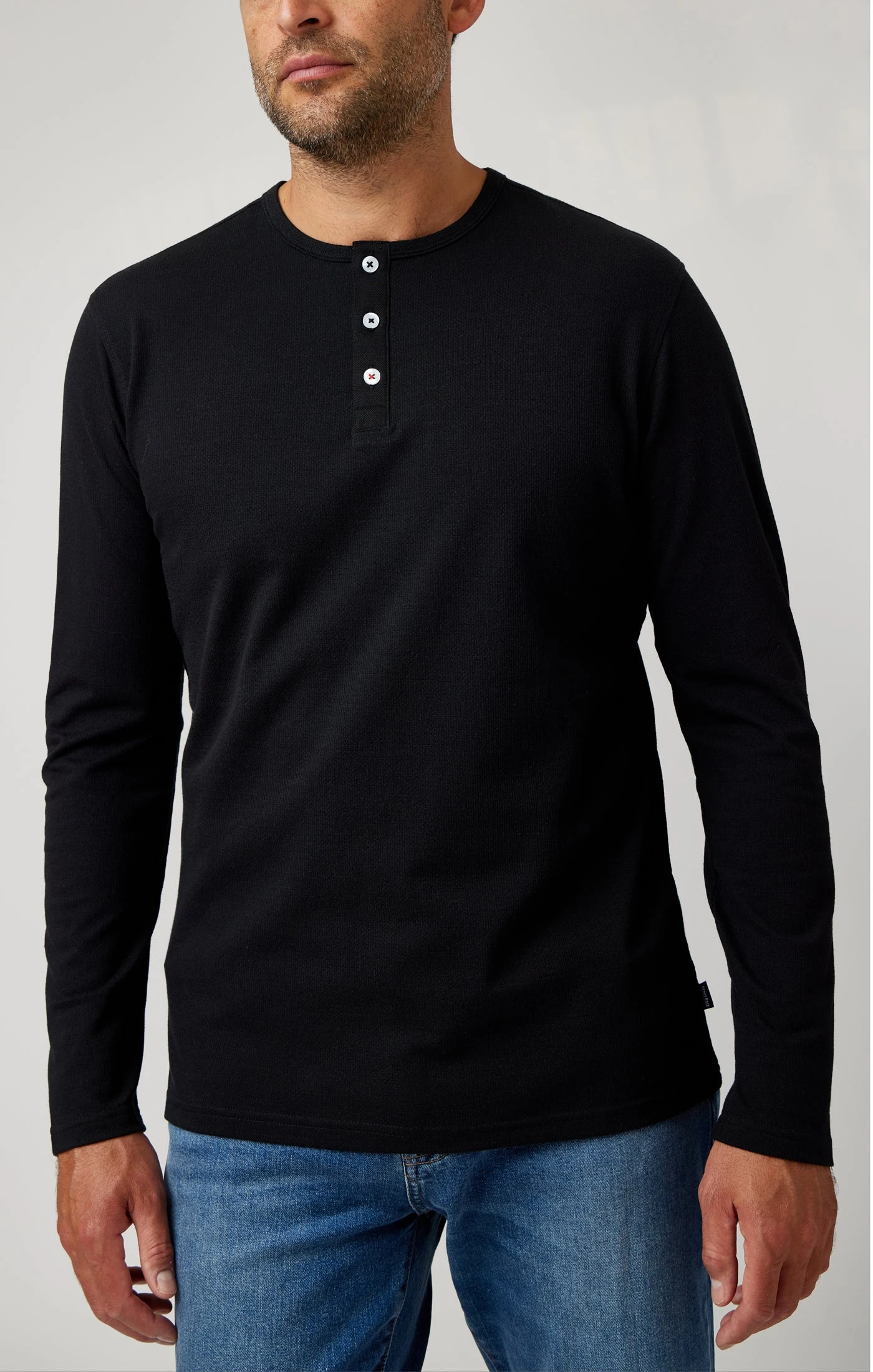Black Performance Long Sleeve Henley 1 Black Performance Long Sleeve Henley