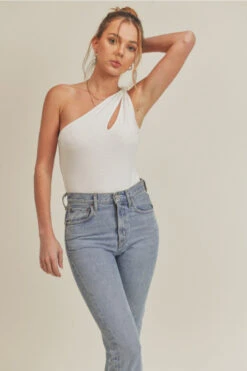 Impress Me White One-Shoulder Bodysuit