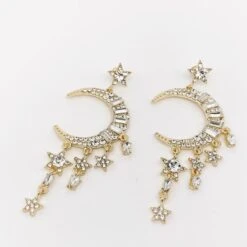 Shining Moon Gold Statement Earrings