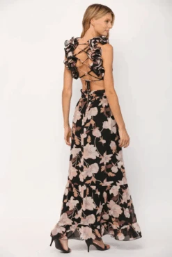 Paris Nights Floral Ruffled Maxi Dress -Blend Fashion House image 03f18e54 3c94 40e8 a505 617eac8d9768