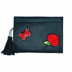 By A Rose Black Clutch
