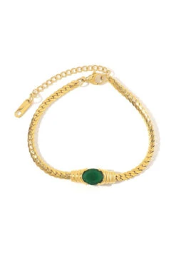 Emerald Victoria Gold Chain Bracelet