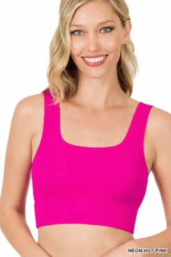 Ribbed Perfection Neon Pink Crop Top