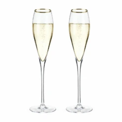 Crystal Gold Rimmed Champagne Flutes