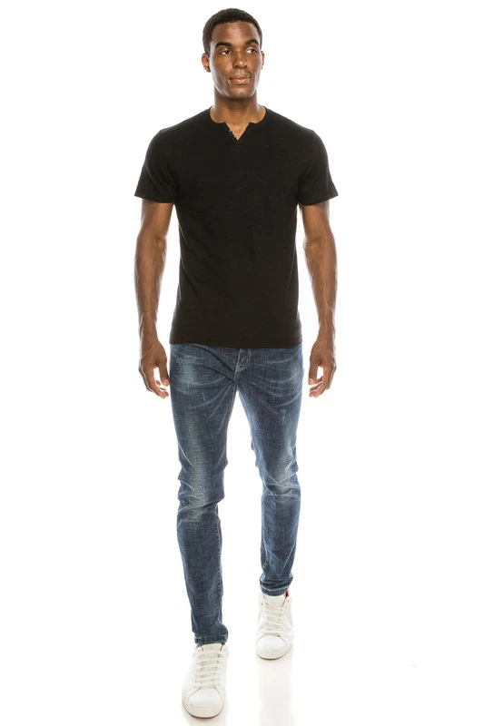 Black Slub Notch Tee 4 Black Slub Notch Tee - Image 4