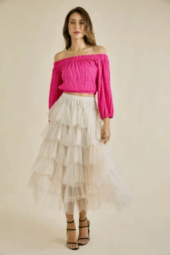 Alyssa Pink Off-The-Shoulder Long Sleeve Top -Blend Fashion House image 3d96f878 562b 45f6 a567 385273288b1f