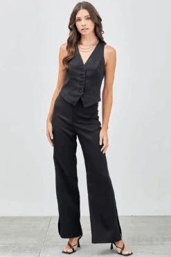 Style Statement Black Button-Up Vest -Blend Fashion House image 471e8b55 c125 4d32 8679 de42f0f3dbe9