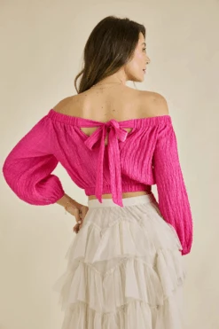 Alyssa Pink Off-The-Shoulder Long Sleeve Top -Blend Fashion House image 4cec4ed9 58da 4a86 ace5 4ab3e1f0920f