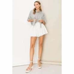 Breezy Vibes White High Waisted Shorts