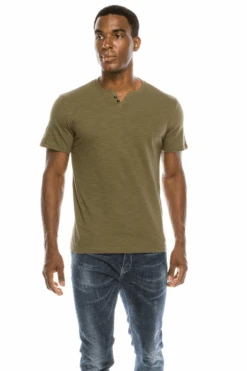 Army Green Slub Notch Tee