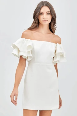 All The Frills Off-The-Shoulder Mini Dress