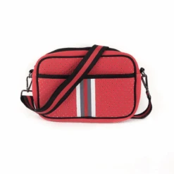 Neoprene Red & White Stripe Small Crossbody