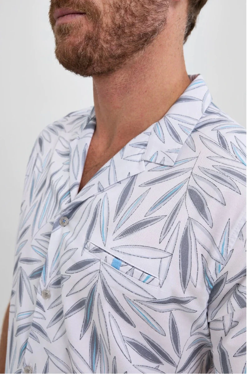 Bamboo White & Grey Woven Resort Collar Short Sleeve 4 Bamboo White & Grey Woven Resort Collar Short Sleeve - Image 4