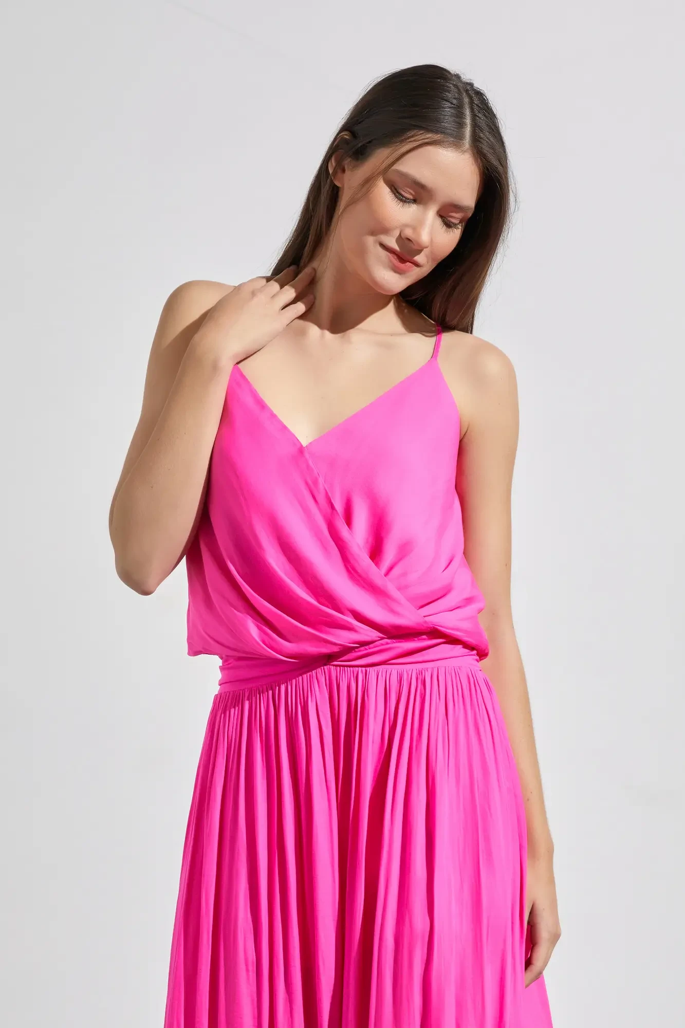 Tyra Hot Pink Surplice Cami Top 2 Tyra Hot Pink Surplice Cami Top - Image 2
