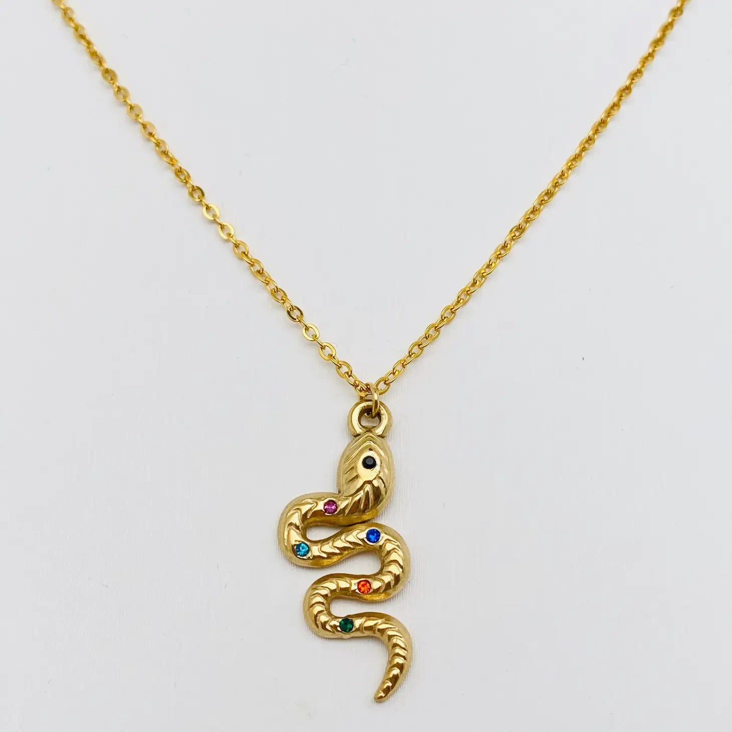 Jeweled Snake Gold Pendant Necklace 1 Jeweled Snake Gold Pendant Necklace