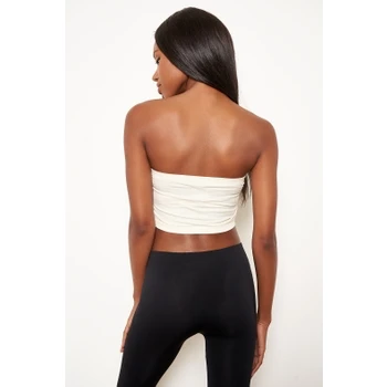 Cinched Bandeau-White 3 Cinched Bandeau-White - Image 3