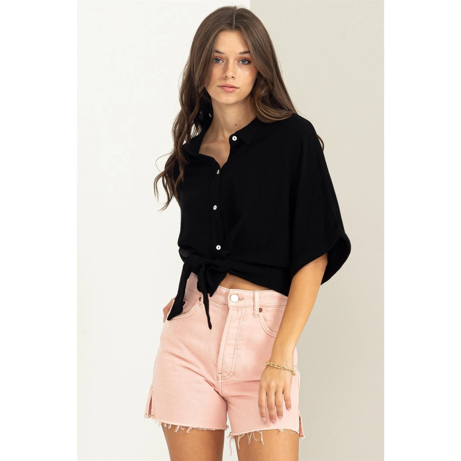 Classic Babe Black Tie-Front Top 3 Classic Babe Black Tie-Front Top - Image 3