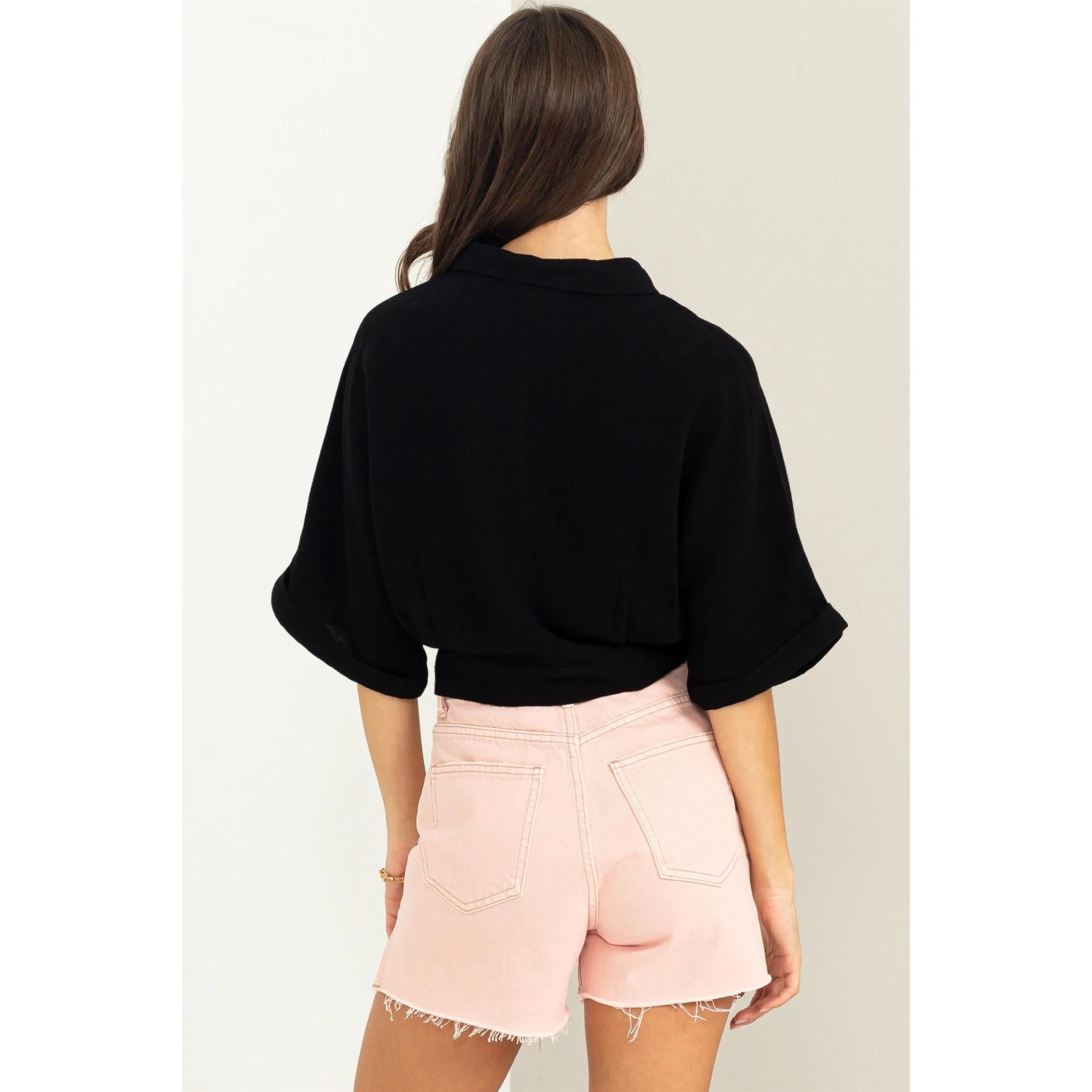 Classic Babe Black Tie-Front Top 4 Classic Babe Black Tie-Front Top - Image 4