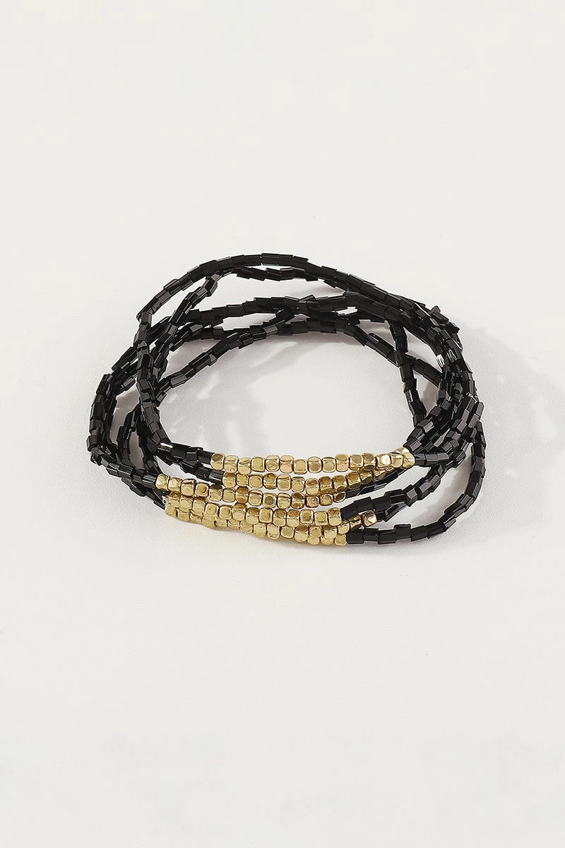 The Perfect Stack Black Beaded Bracelet Set 2 The Perfect Stack Black Beaded Bracelet Set - Image 2