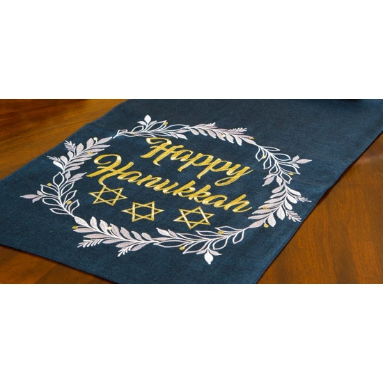 Hanukkah Embroidered Table Runner 2 Hanukkah Embroidered Table Runner - Image 2