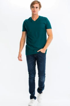 Teal Ribbed V-Neck Tee -Blend Fashion House image a4bc81c5 005d 441c 8330 bfcb20f87a9c