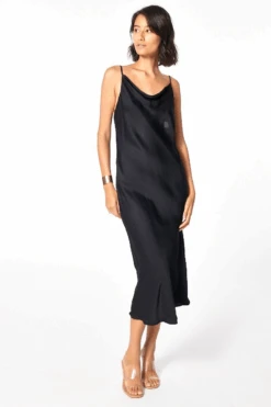Evette Black Slip Dress
