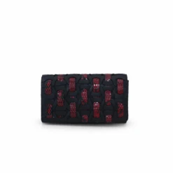 Brittany Black & Red Snake Crossbody Clutch