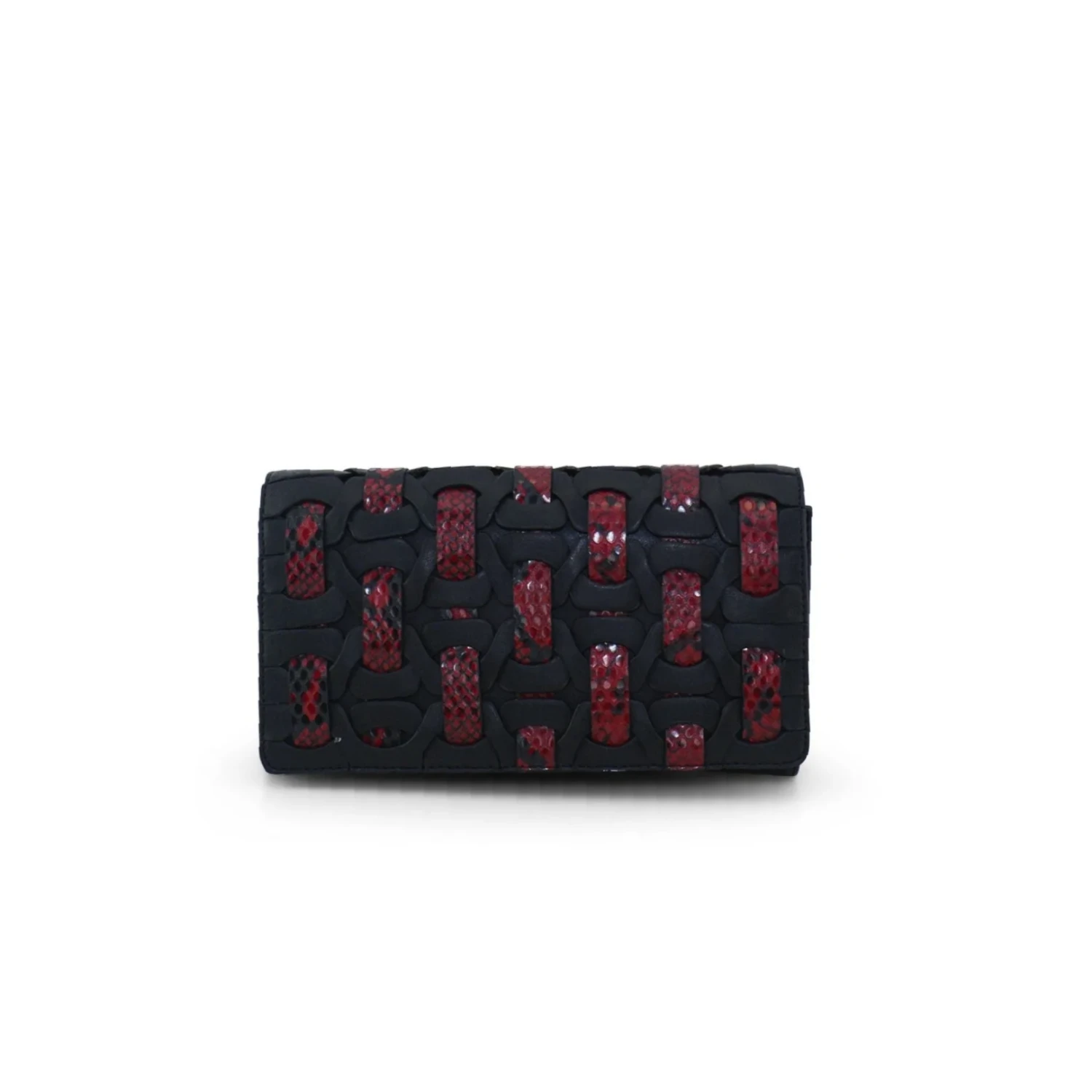 Brittany Black & Red Snake Crossbody Clutch 1 Brittany Black & Red Snake Crossbody Clutch