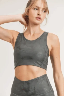 Gunmetal Metallic Sports Bra