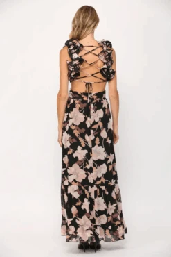 Paris Nights Floral Ruffled Maxi Dress -Blend Fashion House image b0ae0098 7019 4932 bc38 a9043860101e