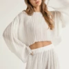 Sheer Adoration White Long Sleeve Top