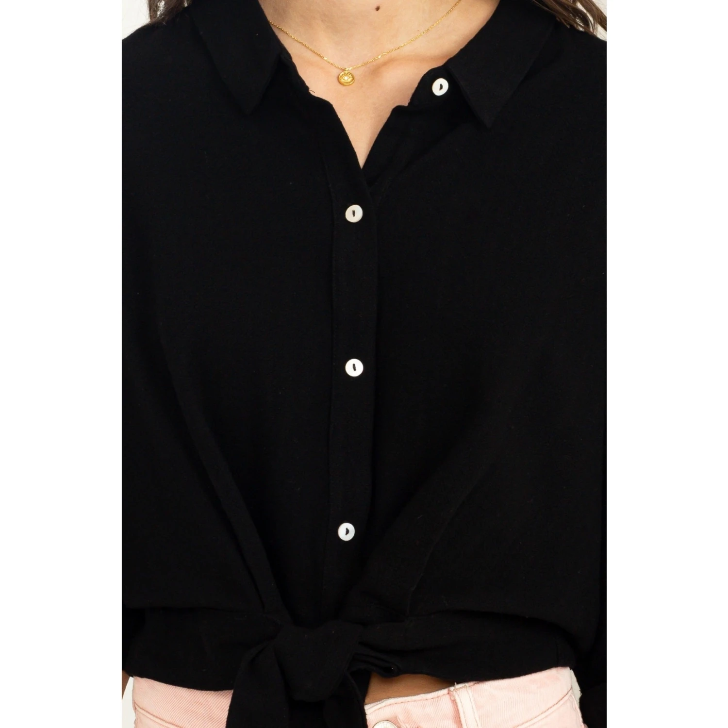 Classic Babe Black Tie-Front Top 2 Classic Babe Black Tie-Front Top - Image 2