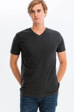 Charcoal Ribbed V-Neck Tee