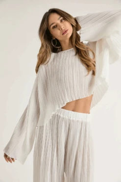 Sheer Adoration White Long Sleeve Top -Blend Fashion House image d3fc3b01 ed08 4471 a2c2 ac146c6652c9