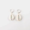 Beaded Cowrie Silver Drop Earrings