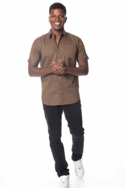 Vacay Essential Brown Woven Short Sleeve